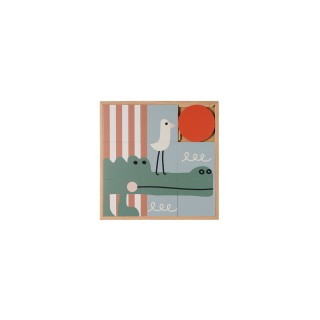 Tableau en bois taquin enfant crocodile 48 x 48 caiman