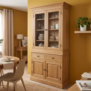 Mise en scène du buffet deux portes en chêne massif