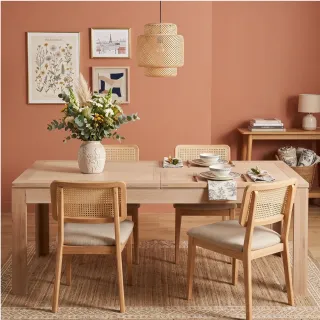 Table moderne avec allonges centrales en bois et chêne Boston - HELLIN