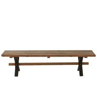 Banc de ferme industriel en bois et pieds croises metal l180 marie