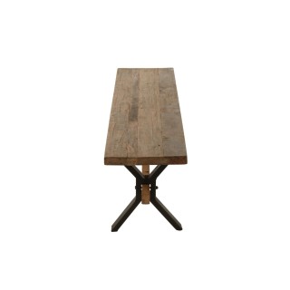Banc de ferme industriel en bois et pieds croisés métal L180 - HELLIN