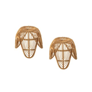 Tabouret rond en rotin naturel lot de 2 leon