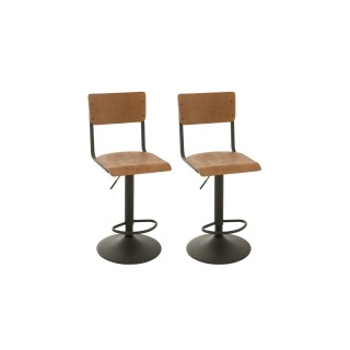 Chaise de bar ecolier en bois et en metal lot de 2 nicolas