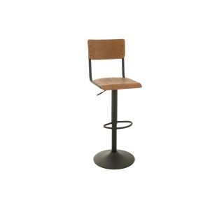 Chaise de bar écolier en bois et en métal (lot de 2) - HELLIN