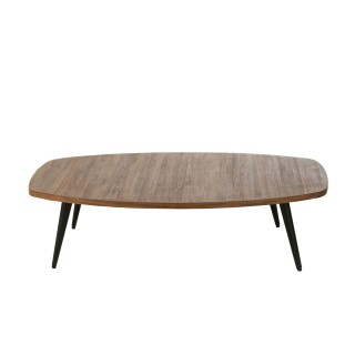 Table basse ovale en teck recycle brosse et en metal l120 dili