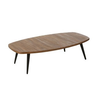 Table basse ovale en teck recyclé brossé et en métal L120 - HELLIN