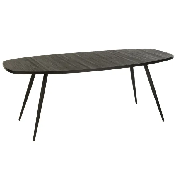 Table à manger ovale en teck recyclé brossé et en métal L200 -HELLIN