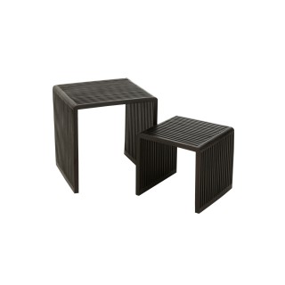 Table basse gigogne carree en teck recycle l50 set de 2 osaka