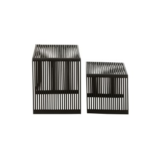 Table basse gigogne carrée en teck recyclé L50 (set de 2) -HELLIN