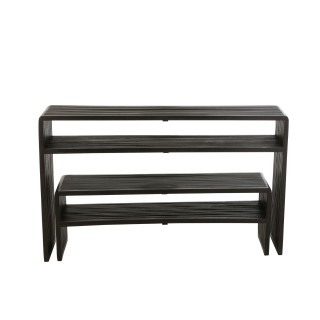 Console gigogne à double plateau en teck recyclé (set de 2) -HELLIN