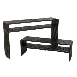 Console gigogne à double plateau en teck recyclé (set de 2) -HELLIN