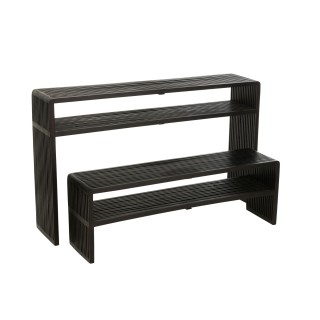 Console gigogne à double plateau en teck recyclé (set de 2) -HELLIN