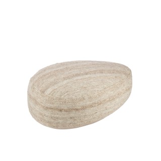 Pouf en forme de galet tisse en laine beige l90 dieppe