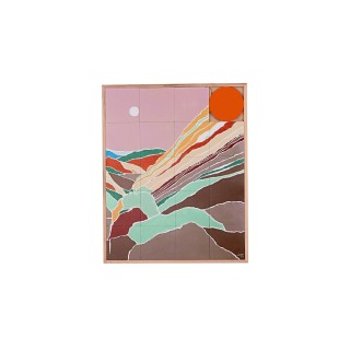 Tableau en bois taquin oeuvre originale 63 x 78 paysage interieur