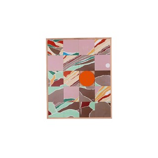 Tableau en bois taquin originale  63 x 78 Paysage intérieur - HELLIN