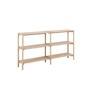 Bibliotheque double scandinave en chêne blanchi 4 tablettes brenda
