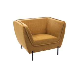 Fauteuil de salon 1 place jaune et pietement noir dijon