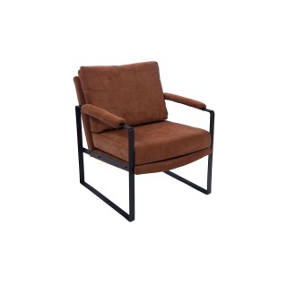 Fauteuil a accoudoirs en metal et velours cotele indy