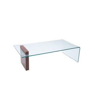 Table basse rectangulaire en bois et en verre l120 elly
