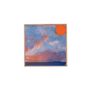 Tableau en bois taquin oeuvre originale 63 x 63 nuages