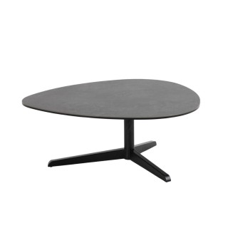 Table basse galet en ceramique et pied en metal noir l84 barbara