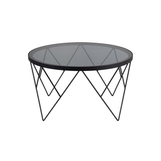 Table basse en verre fumé et métal / diamètre 80 cm | Hellin