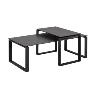 Table basse rectangulaire en ceramique et metal set de 2 kathy
