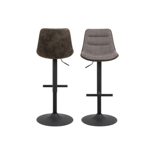 Tabouret de bar en tissu bicolore gris et brun lot de 2 alicia