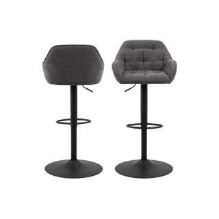 Tabouret de bar en tissu et pied tulipe metal noir lot de 2 brook