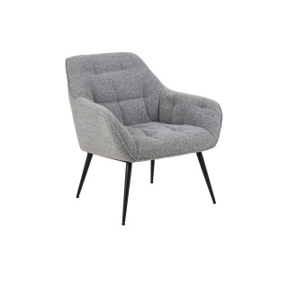 Fauteuil en tissu gris pietement oblique en metal noir samy