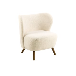 Fauteuil en tissu creme pietement en bois peint en noir winny