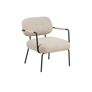 Fauteuil lounge de salon en tissu beige et metal malrone