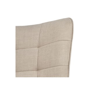 Fauteuil en tissu beige capitonné piétmeent oblique en métal noir - OTIS