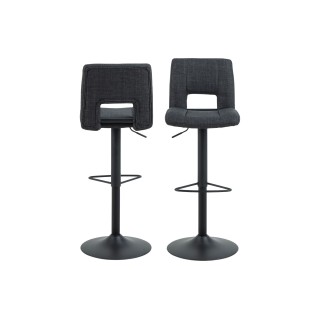 Tabouret de bar en tissu pietement tulipe noir lot de 2 sylvette