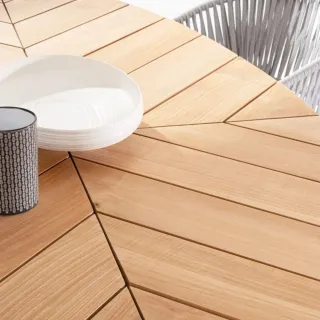 Table à manger de jardin ovale en teck et métal L240 CAP FERRET - HELLIN