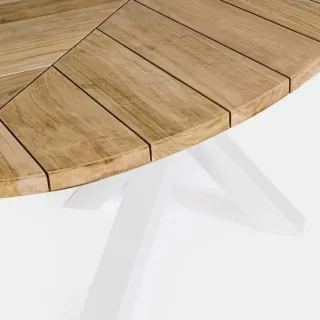 Table à manger de jardin ovale en teck et métal L240 CAP FERRET - HELLIN