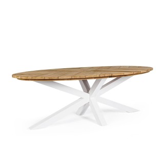Table a manger de jardin ovale en teck et metal l240 cap ferret