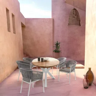 Table à manger de jardin ovale en teck et métal L240 CAP FERRET - HELLIN