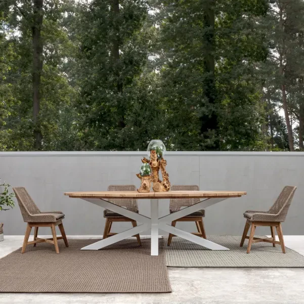 Table à manger de jardin ovale en teck et métal L240 CAP FERRET - HELLIN