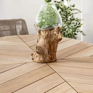 Table à manger de jardin ovale en teck et métal L240 CAP FERRET - HELLIN
