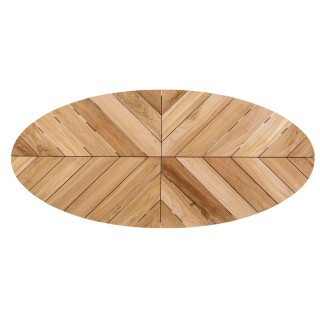 Table à manger de jardin ovale en teck et métal L240 CAP FERRET - HELLIN