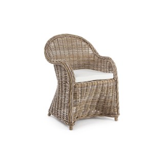 Fauteuil en rotin naturel et coussin en coton saint tropez