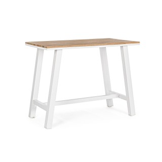 Table bar de jardin en métal blanc L131 BAYONNE - HELLIN