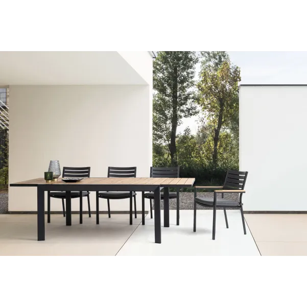 Table à manger de jardin extensible en métal L160/240 FREJUS - HELLIN