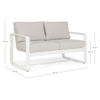 Canapé de jardin 2 places en métal et coussins tissu ETRETAT - HELLIN