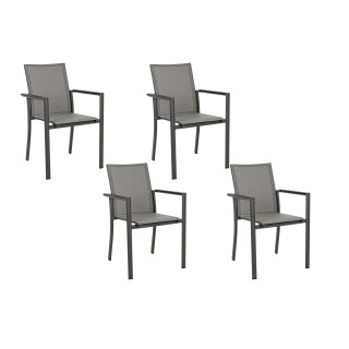 Chaise de jardin à accoudoirs métal et textilène (lot de 4) CASSIS - HELLIN