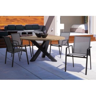 Chaise de jardin à accoudoirs métal et textilène (lot de 4) CASSIS - HELLIN