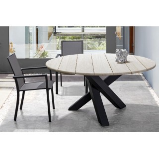 Chaise de jardin à accoudoirs métal et textilène (lot de 4) CASSIS - HELLIN