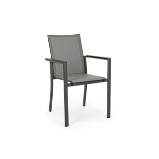 Chaise de jardin à accoudoirs métal et textilène (lot de 4) CASSIS - HELLIN