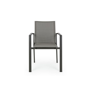 Chaise de jardin à accoudoirs métal et textilène (lot de 4) CASSIS - HELLIN